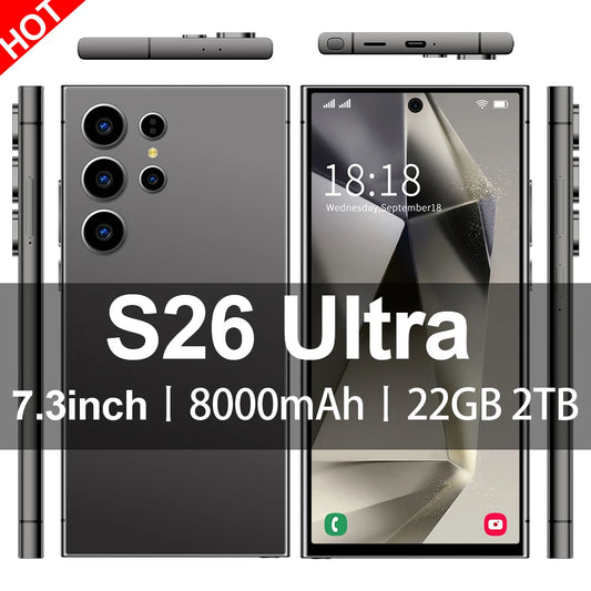 Smartphone S26 Ultra, 2026 pouces, accessoires Lite, étui de haute qualité
