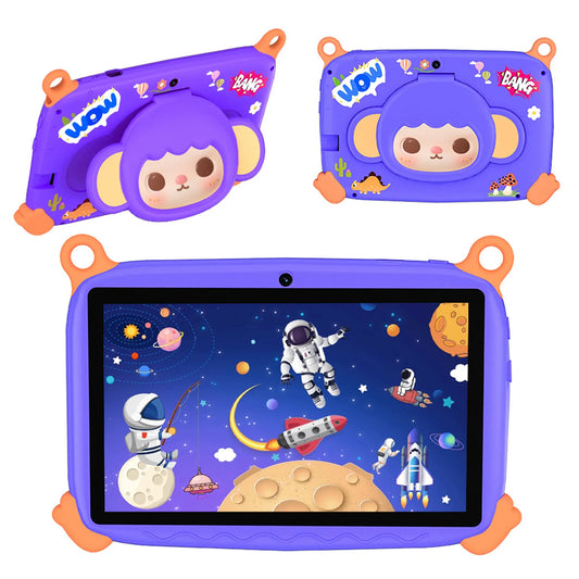 Tablette Android de 7 pouces avec motif de singe de dessin animé, 4 go de RAM, 64 go de ROM, extension de 1 to, batterie 4000MAH, double caméra